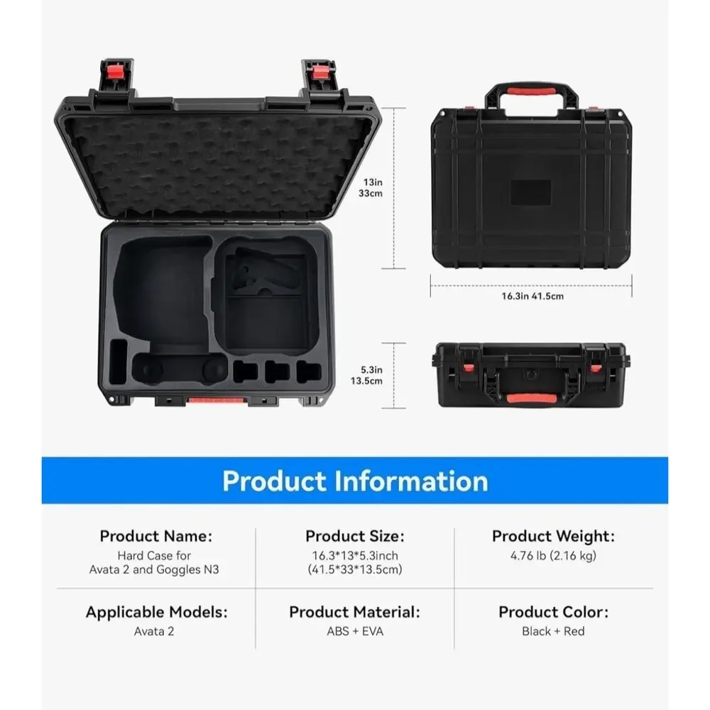 Hard Case for DJI Avata 2 Drone/Fly Smart Combo (for DJI Goggles N3, CASE ONLY)